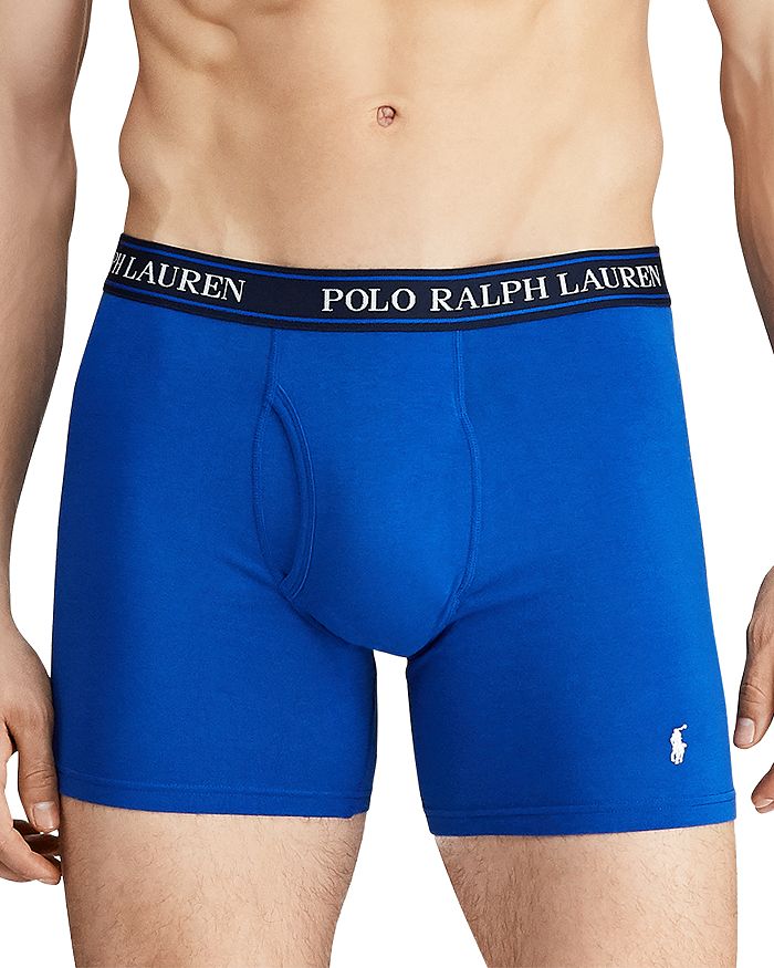 Shop Polo Ralph Lauren Stretch Cotton Boxer Briefs - Pack Of 3 In Blue