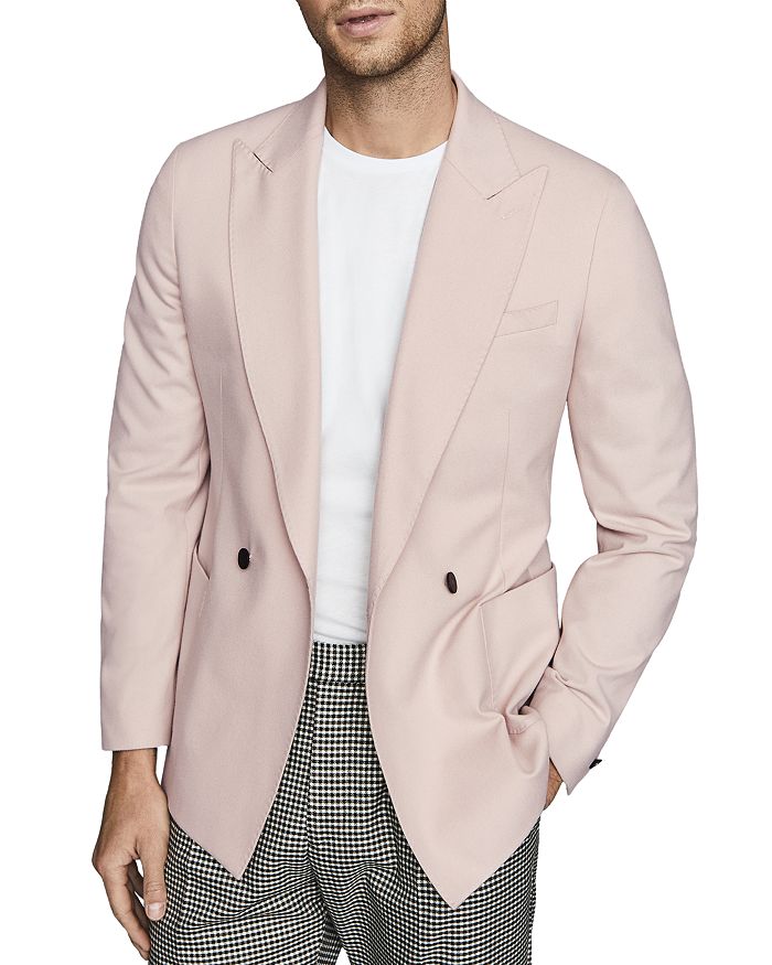 Reiss Gavi Double-breasted Slim Fit Blazer In Soft Pink