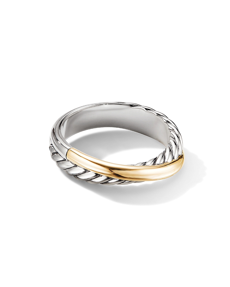 David Yurman Sterling Silver & 18K Yellow Gold Crossover Ring