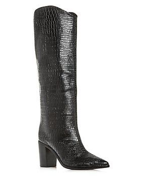 SCHUTZ - Women's Analeah Croc-Embossed Pointed-Toe Tall Boots