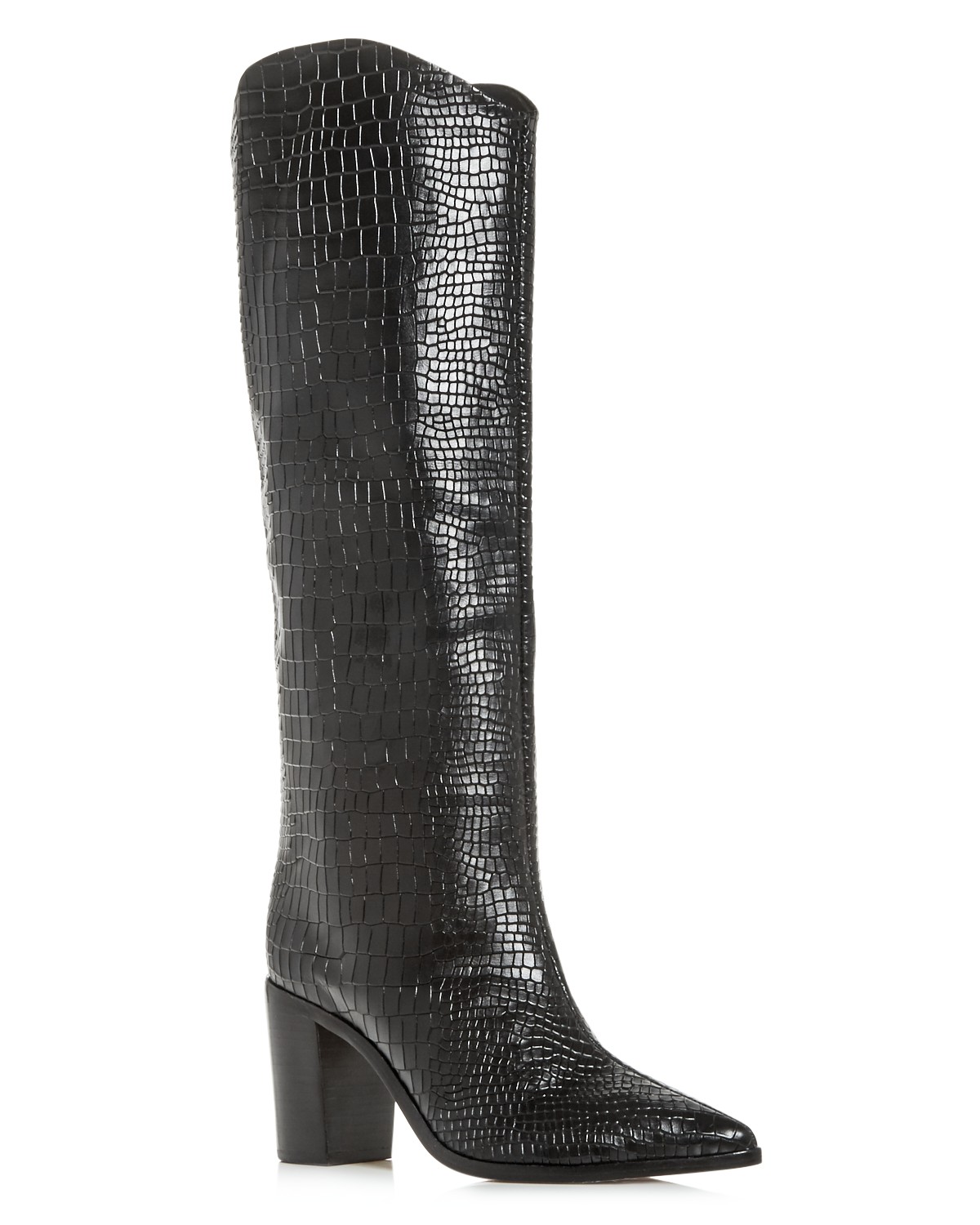 Women's Maryana Croc-Embossed Block Heel Pointed-Toe Tall Boots