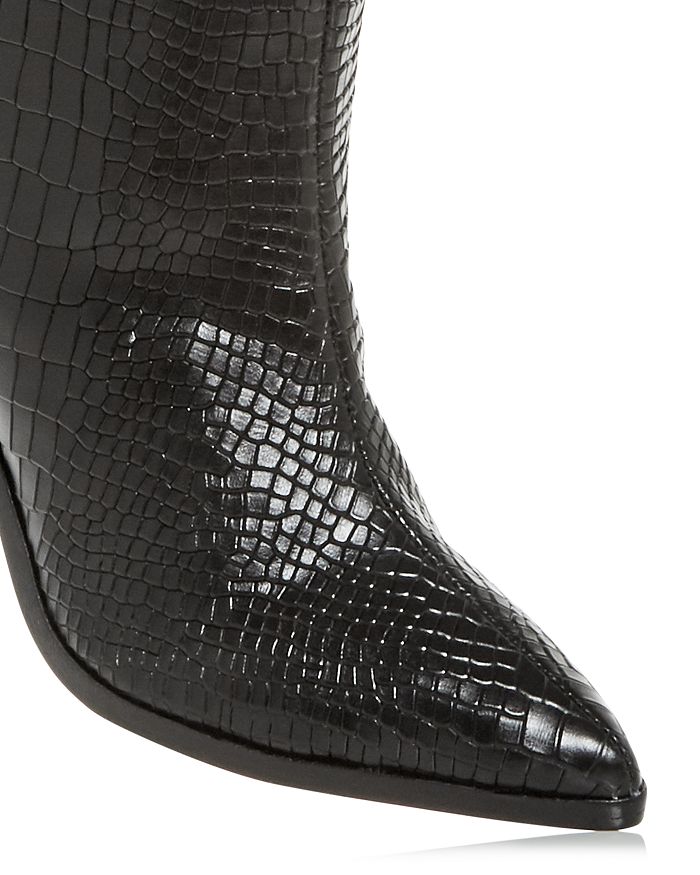 Shop Schutz Women's Maryana Croc-embossed Block Heel Pointed-toe Tall Boots In Black