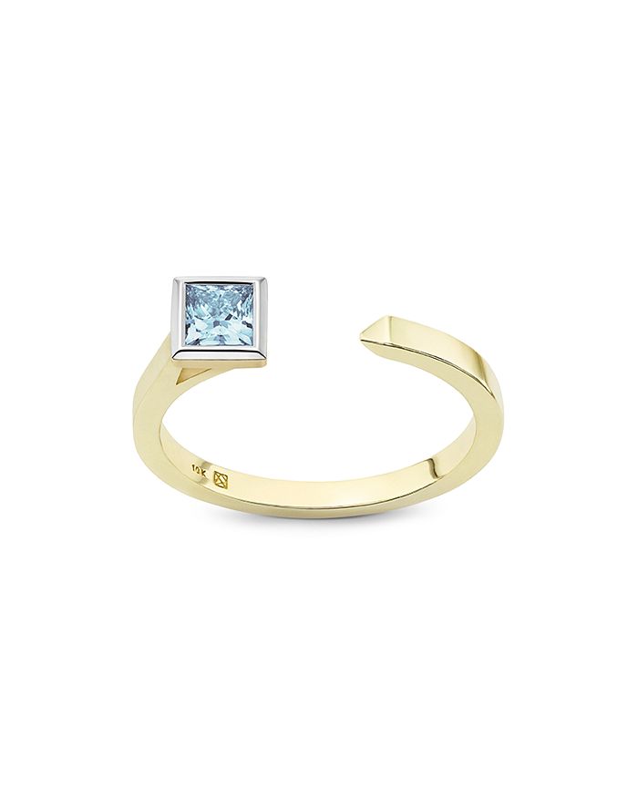 Lightbox Jewelry Princess Open Top Lab-grown Diamond Ring In Blue/gold