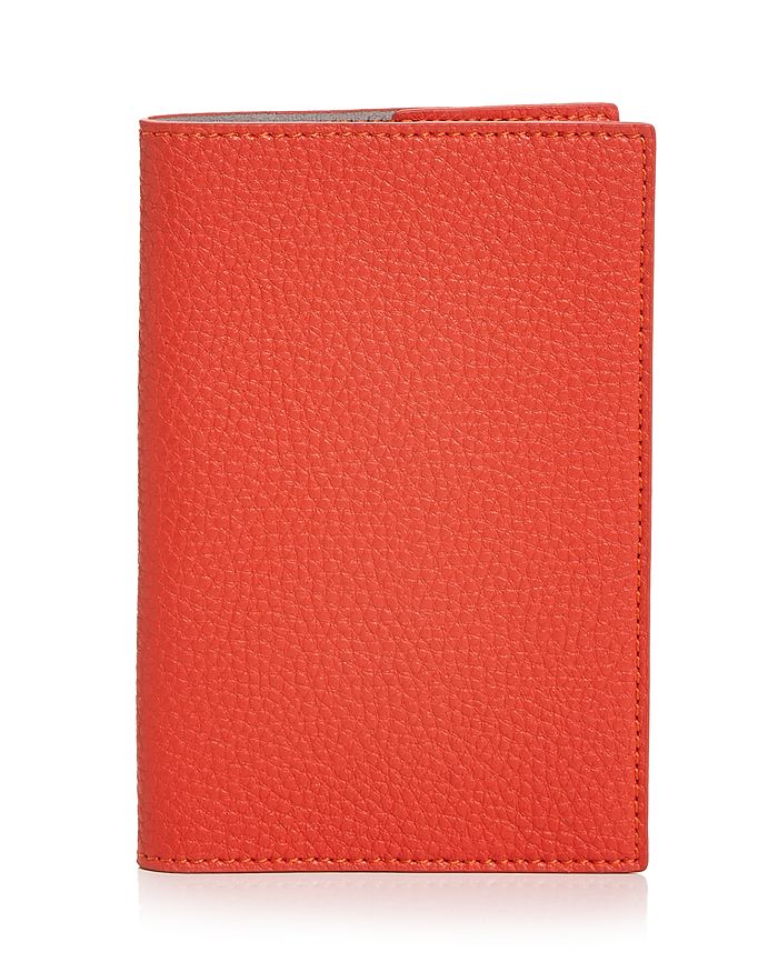 Campo Marzio Leather Passport Holder In Orange/gray