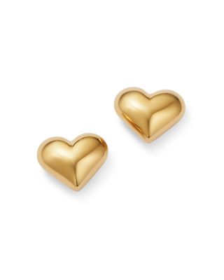 puffed heart stud earrings