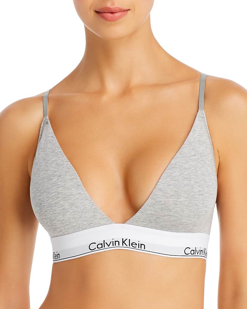Calvin Klein Modern Triangle Stretch Cotton-blend Bra In Heather Grey