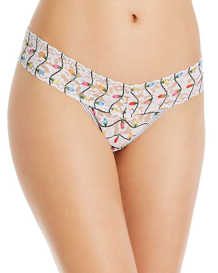 HANKY PANKY LOW-RISE PRINTED LACE THONG,6D1586