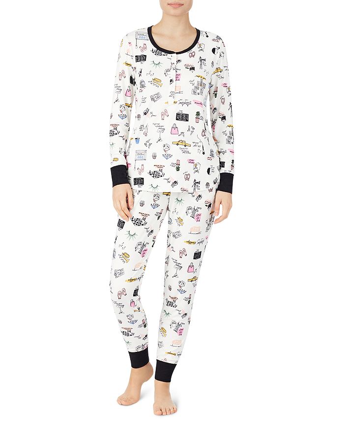 Kate Spade New York Printed Long Jogger Pajama Set - 100% Exclusive In White Novelty