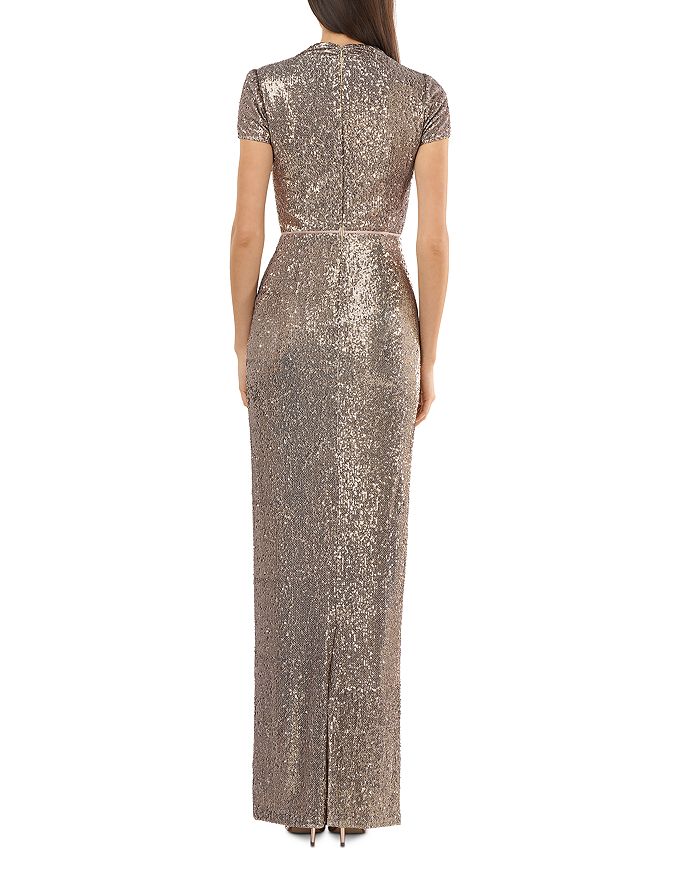Js Collections Sequin Cowl Neck Column Gown In Gold | ModeSens