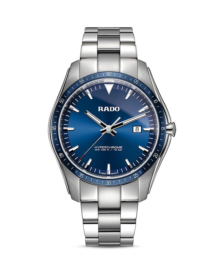 Shop Rado Hyperchrome Watch, 44.9mm In Blue/silver