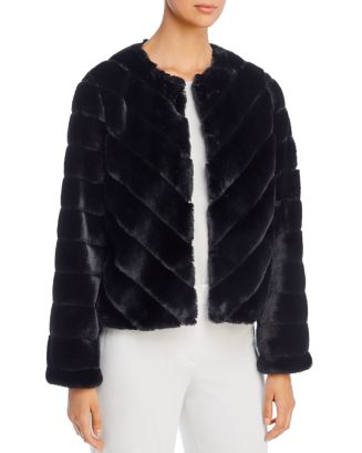 Bagatelle Chevron Faux-Fur Jacket | Bloomingdale's