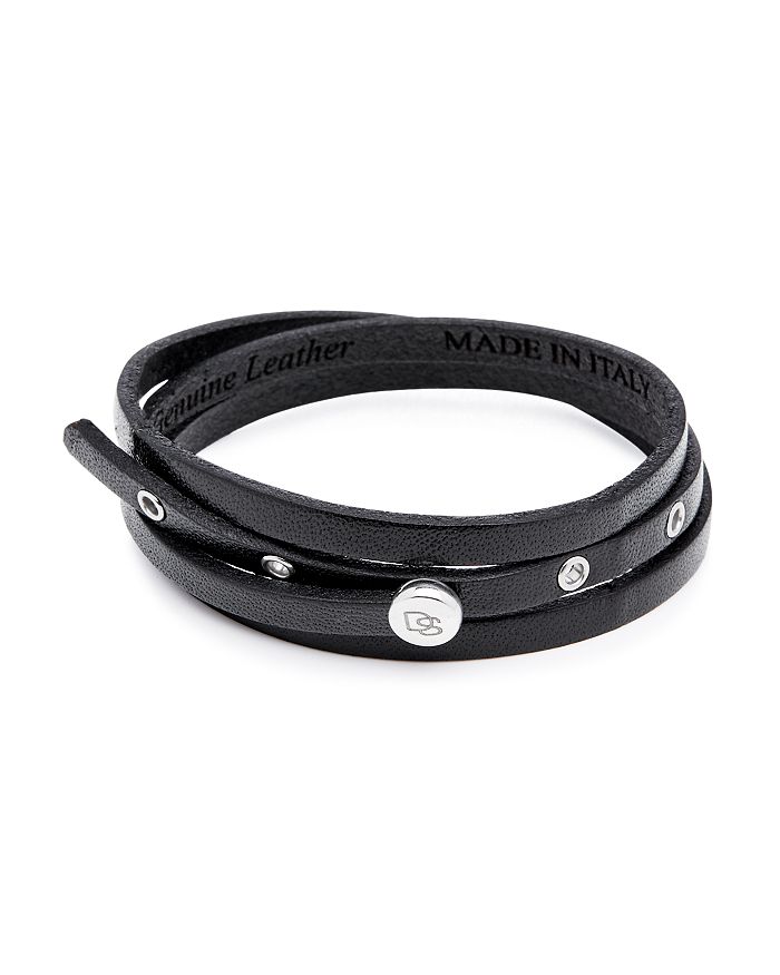 Degs & Sal Adjustable Leather Wrap Bracelet In Black