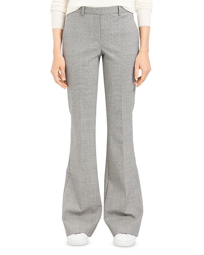Theory Plaid Wool-Stretch Flared Pants | Bloomingdale's