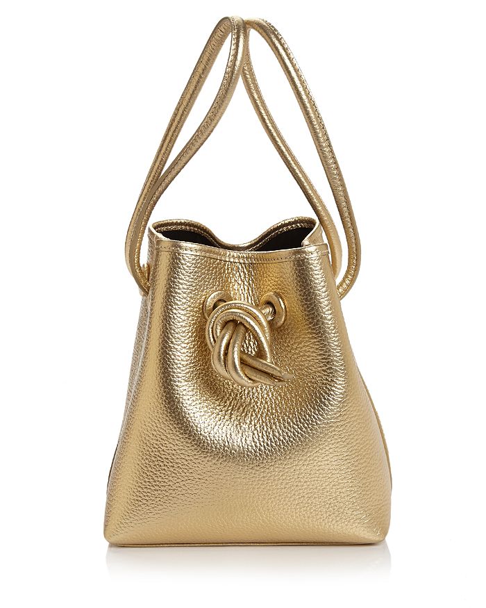 Vasic Bond Small Leather Bucket Bag In Gold