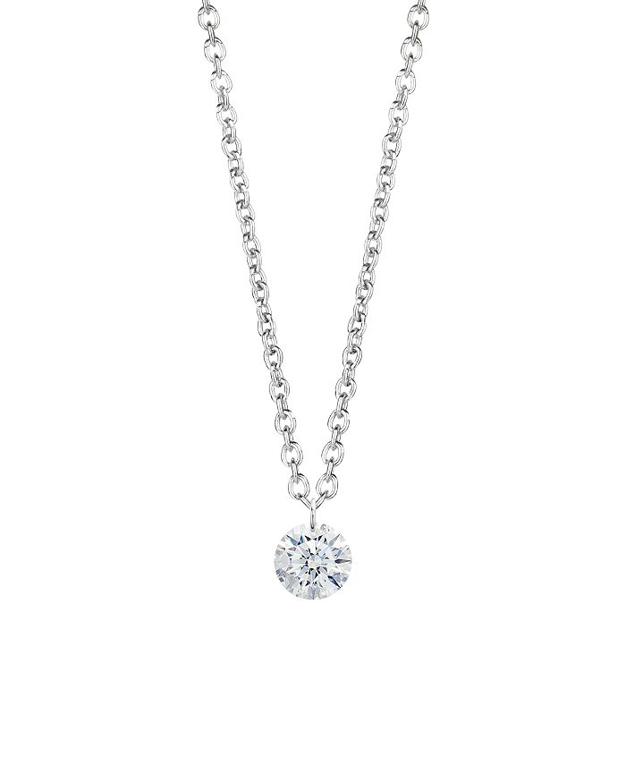 Lightbox Jewelry Pierced Lab-grown Diamond Pendant Necklace In Sterling Silver, 18 In White/silver