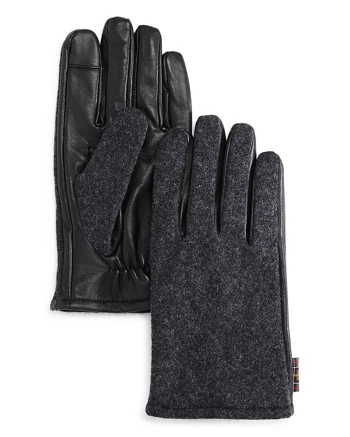 Barbour Melt Leather Gloves In Gray