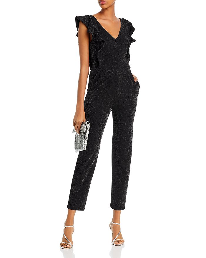 AQUA Ruffled Metallic Jumpsuit 100 Exclusive Bloomingdale s