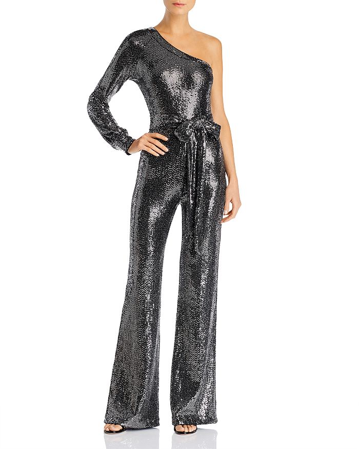 PAM & GELA MIRROR BALL SEQUINED JUMPSUIT,MB4316