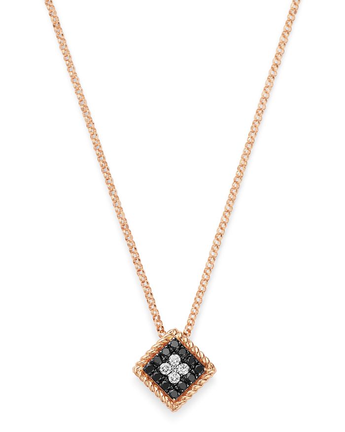 Shop Roberto Coin 18k Rose Gold Palazzo Ducale Black & White Diamond Pendant Necklace, 18 In Black/rose Gold