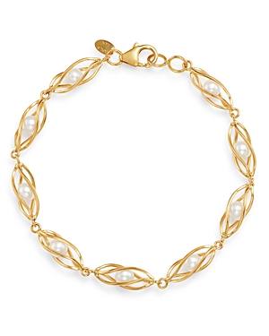 Bloomingdale's Cultured Freshwater Pearl Cage Bracelet in 14K Yellow Gold - 100% Exclusive