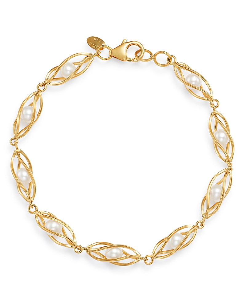 Bloomingdale's Fine Collection Cultured Freshwater Pearl Cage Bracelet in 14K Yellow Gold