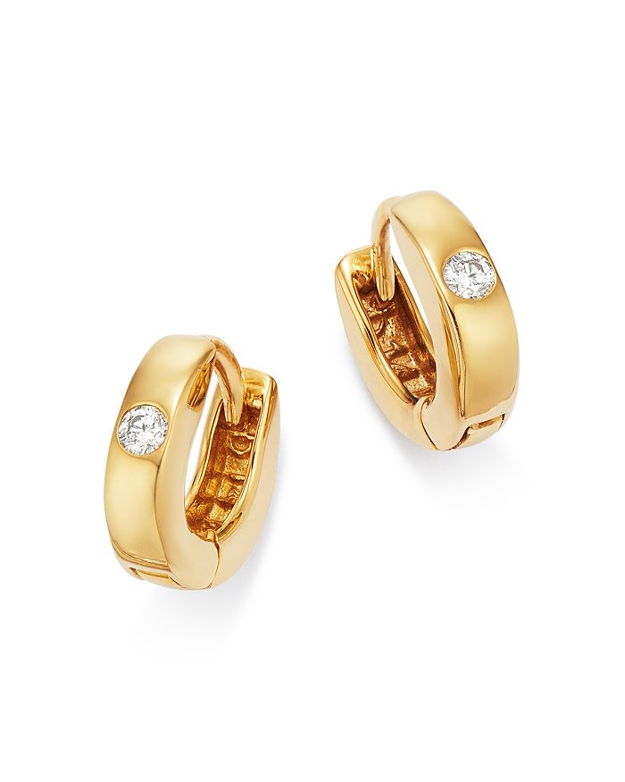 Bloomingdale's - Diamond Huggie Hoop Earrings in 14K Yellow Gold - 100% Exclusive