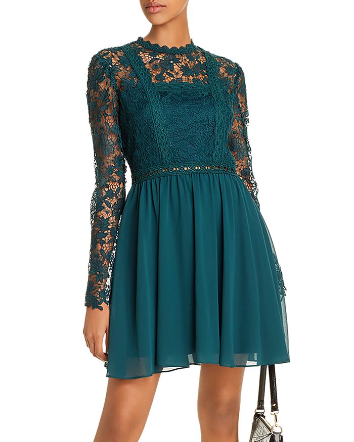 Aqua Lace-bodice Fit-and-flare Dress - 100% Exclusive In Emerald