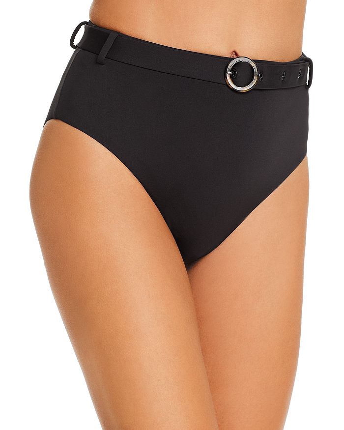 Aqua Swim Belted High-waist Bikini Bottom - 100% Exclusive In Black