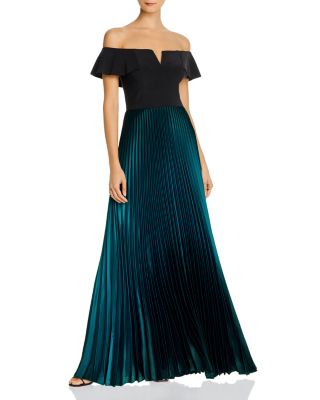 aqua off the shoulder gown