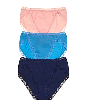 Natori Bliss French Cut Bikinis, Set Of 3 In Dark Night/azure/pink