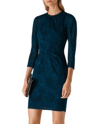 whistles big cat silk bodycon dress teal