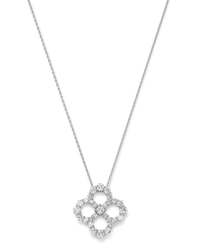 Bloomingdale's Diamond Clover Pendant Necklace in 14K White Gold, 1.5 ...
