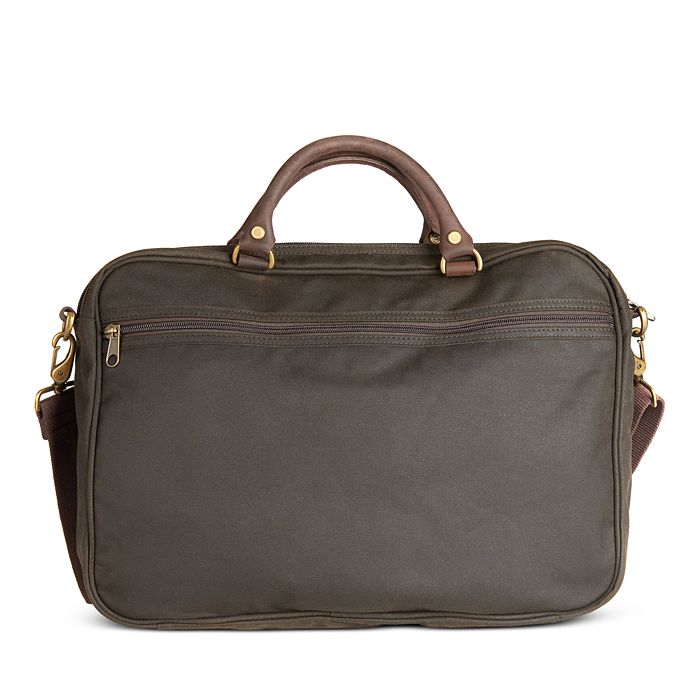 Shop Barbour Waxed Cotton & Leather Briefcase In Olive