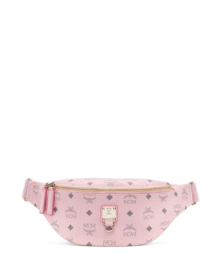 Mcm Fursten Visetos Small Belt Bag In Soft Pink/silver