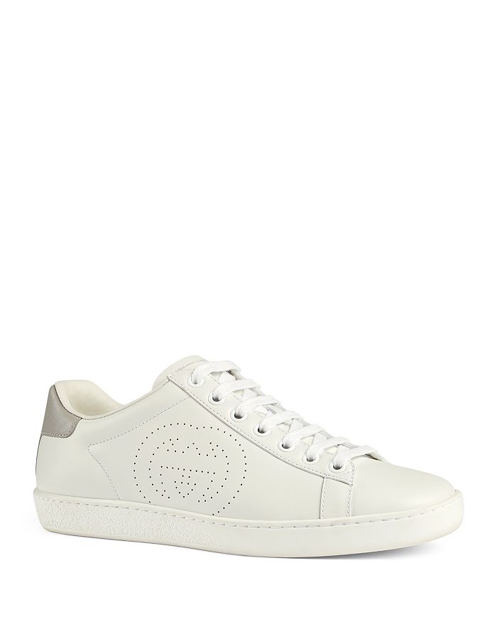 Gucci Ace Star Sneakers White & Metallic Leather Size 36.5