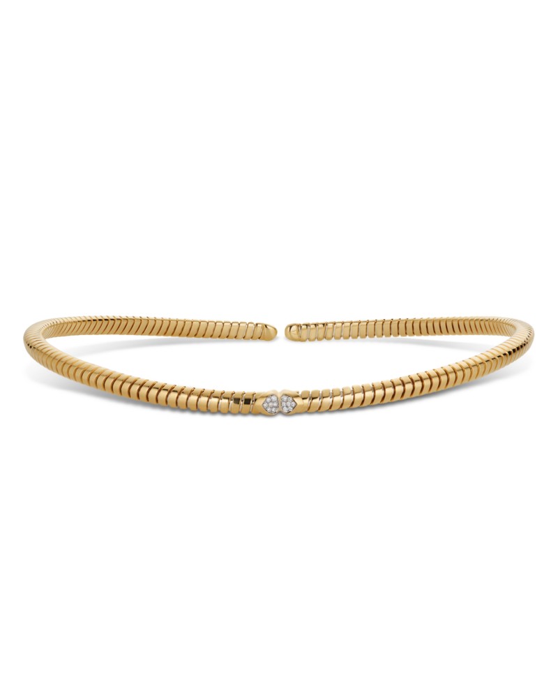 Marina B 18K Yellow Gold Trisolina Pave Diamond Collar Necklace in White/Gold