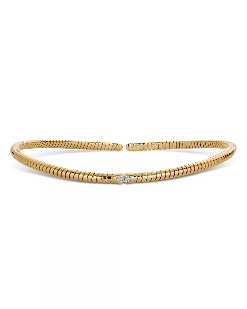 Marina B 18K Yellow Gold Trisolina Pave Diamond Collar Necklace