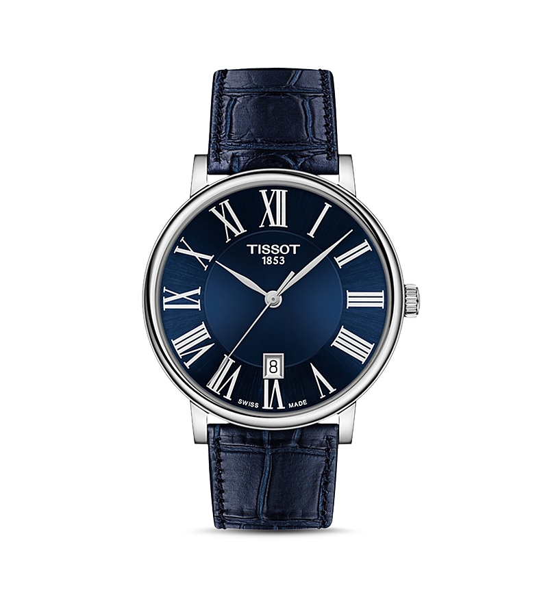 Tissot Men's Swiss Carson Premium Blue Leather Strap Watch 40mm In Blue/blue