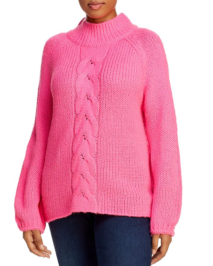 Aqua Curve Cable-knit Sweater - 100% Exclusive In Neon Pink