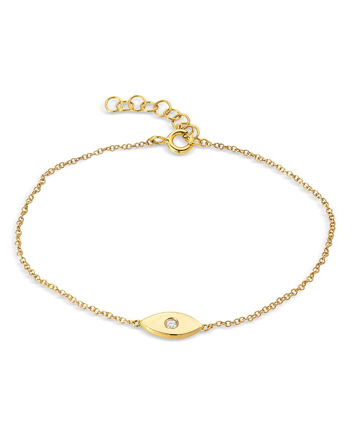 Shop Zoe Lev 14k Yellow Gold Diamond Evil Eye Bracelet In White/gold