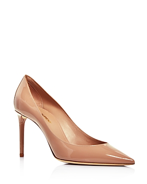 Saint Laurent Women's Zoe 85 Pointed-toe Pumps In Nude