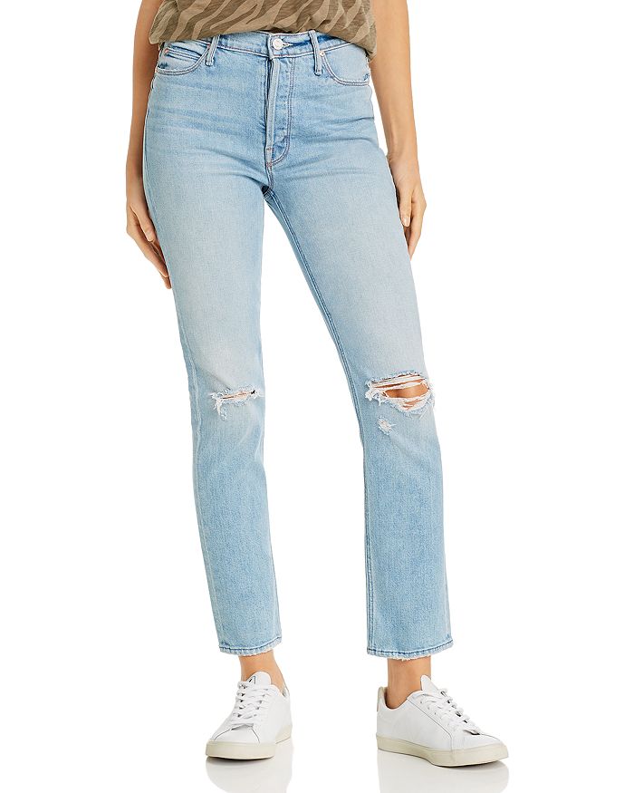 MOTHER THE DAZZLER BUTTON FLY ANKLE STRAIGHT-LEG JEANS IN REALLY INTOXICATED,1636-259