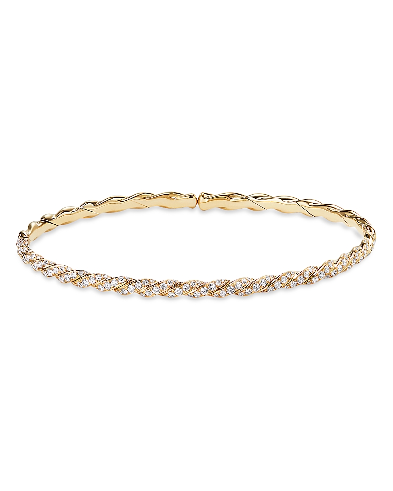 David Yurman 18K Yellow Gold Paveflex Single Row Bracelet with Diamonds
