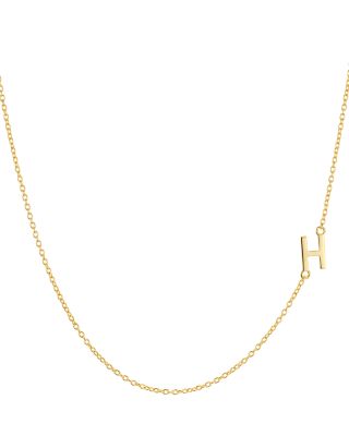 Asymmetrical Initial Necklace in 18K Gold-Plated Sterling Silver, 16"
