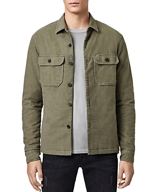 Click to view more detailed imagery on our partner's website Allsaints Boldt Moleskin Regular Fit Shirt Jacket In Khaki Green