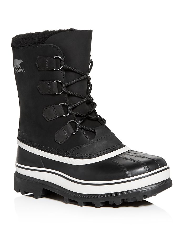 Sorel Men's Caribou Waterproof Nubuck Leather Cold-weather Boots In Black/brown