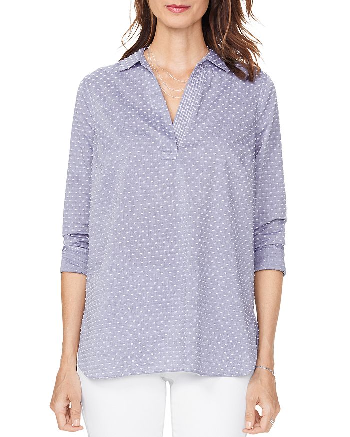 NYDJ DOTTED POPOVER TUNIC TOP,MBSI3875