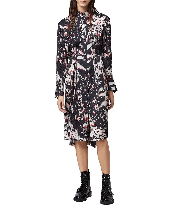 Allsaints Anya Wing Shirt Dress In Black ModeSens