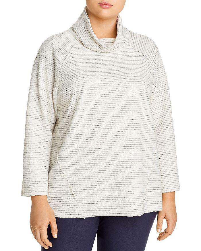 NIC AND ZOE PLUS NIC AND ZOE PLUS COWL NECK PINSTRIPED TURTLENECK,R191050W