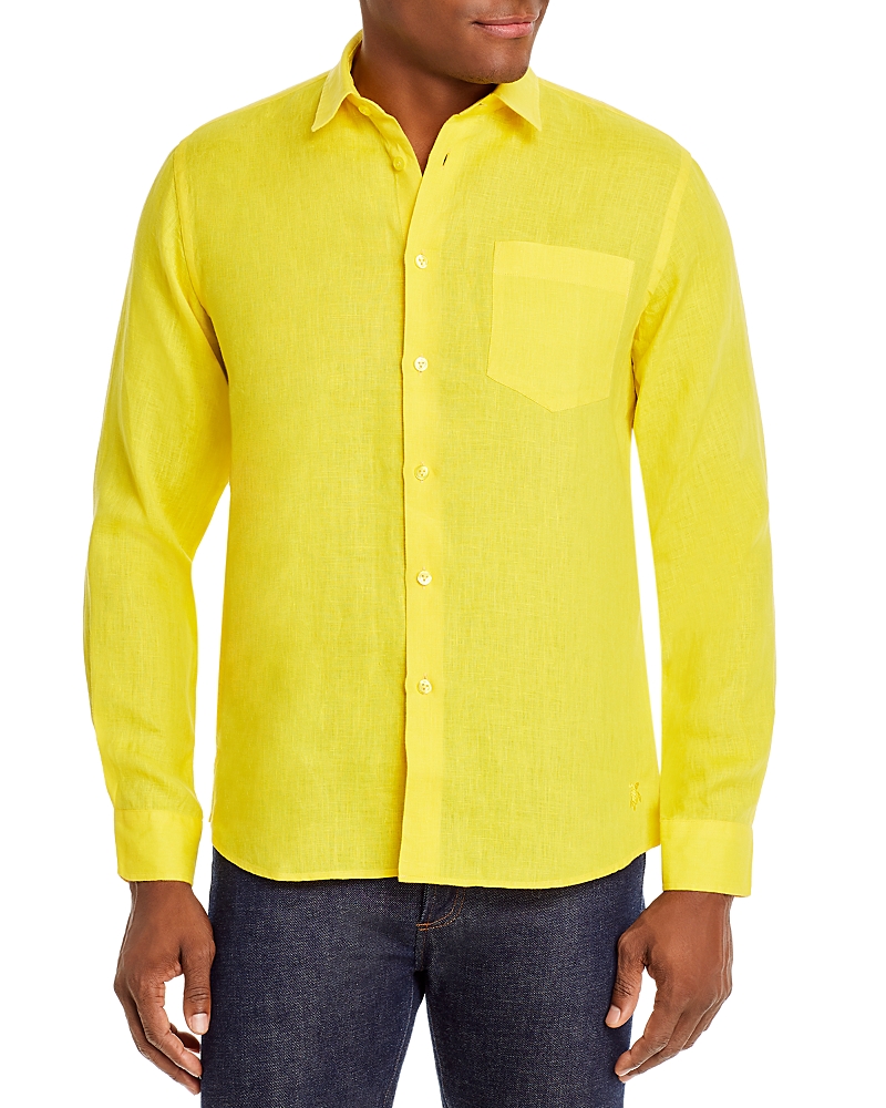 Vilebrequin Men's Caroubis Solid Linen Sport Shirt In Buttercup